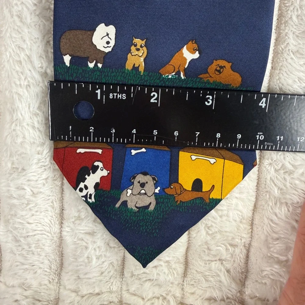 Save the Children The Dog Show Navy Blue Silk Tie Dogs Puppy Made in USA 4x56